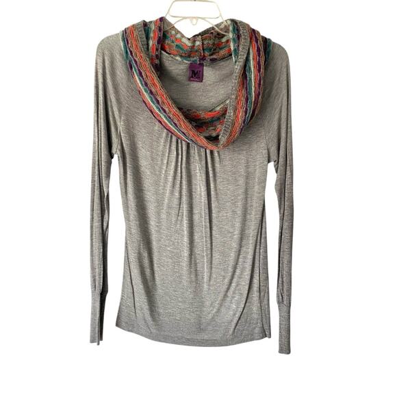 Missoni Denim Designer Knit Metallic Stripe Cowl Neck Gray Top size small - Picture 1 of 9